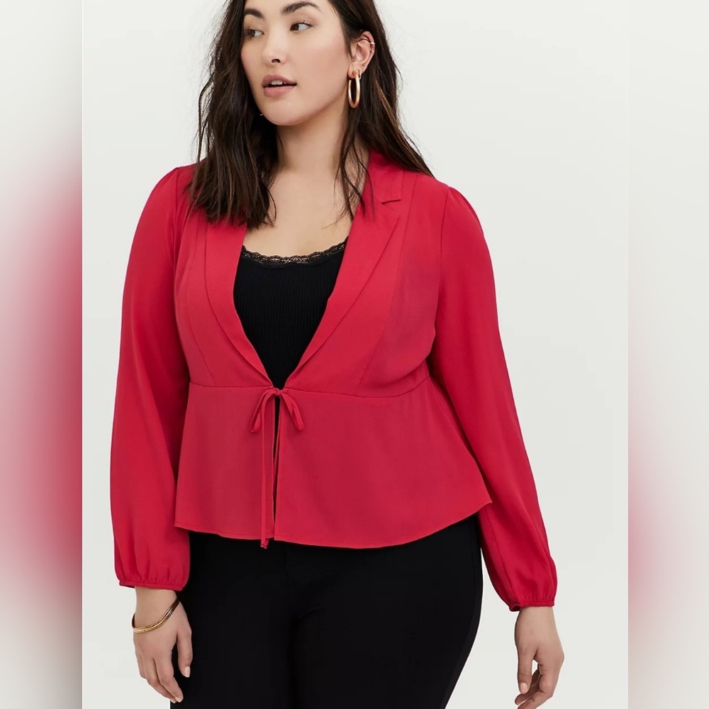 TORRID Hot Pink Tie Front Blouse Cover 4